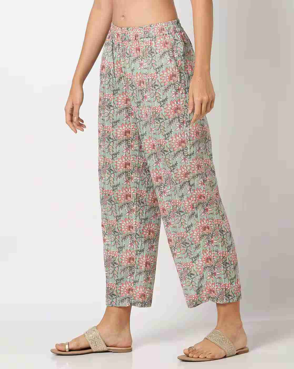 AVAASA MIX N' MATCH | Women Floral Print Regular Fit Pants|1