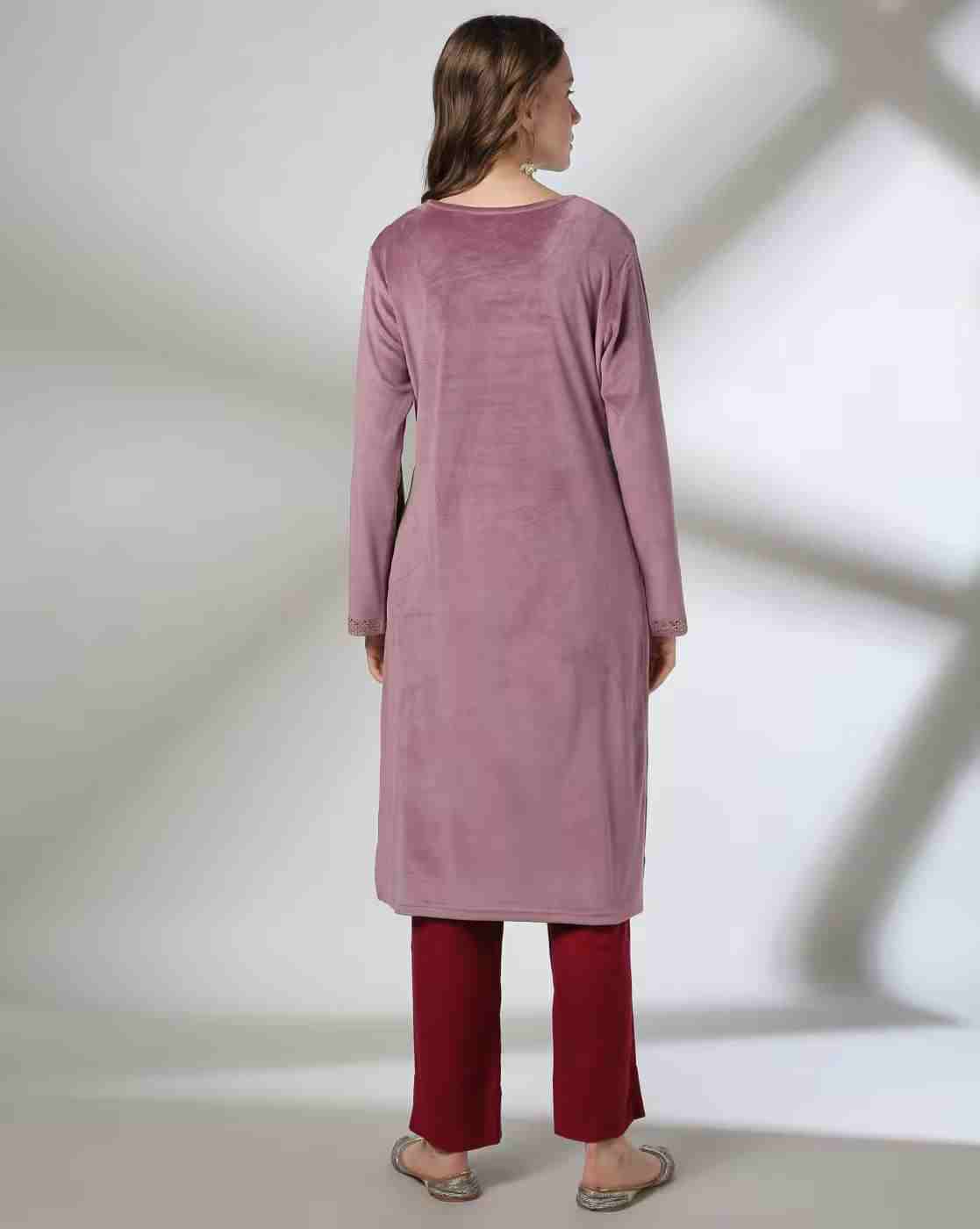 AVAASA MIX N' MATCH | Women Embellished Velvet Straight Kurta|2