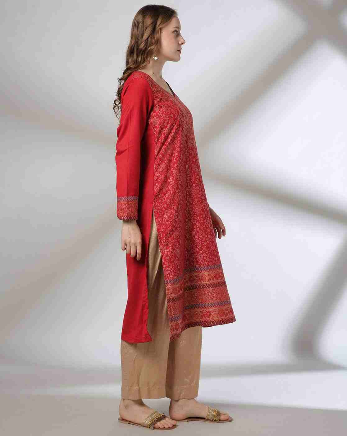 AVAASA MIX N' MATCH | Women Jacquard Weave Straight Kurta|1