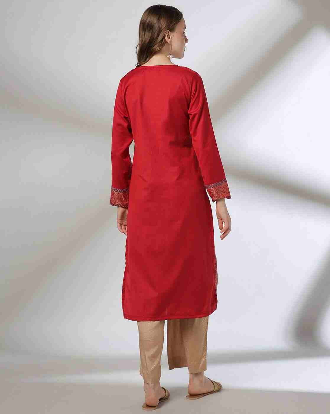 AVAASA MIX N' MATCH | Women Jacquard Weave Straight Kurta|2