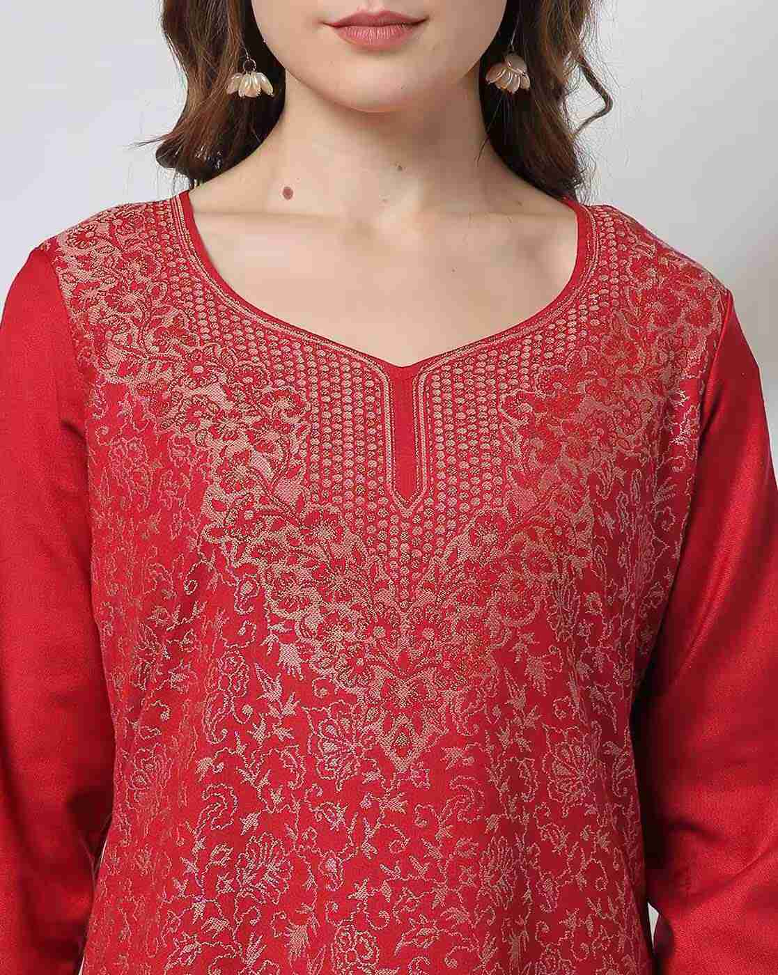 AVAASA MIX N' MATCH | Women Jacquard Weave Straight Kurta|3