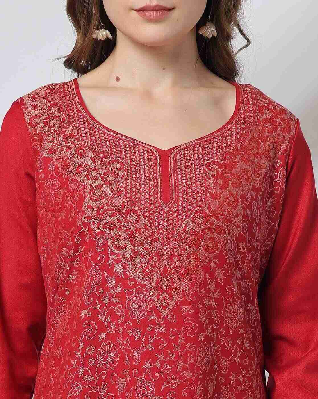 AVAASA MIX N' MATCH | Women Jacquard Weave Straight Kurta|3