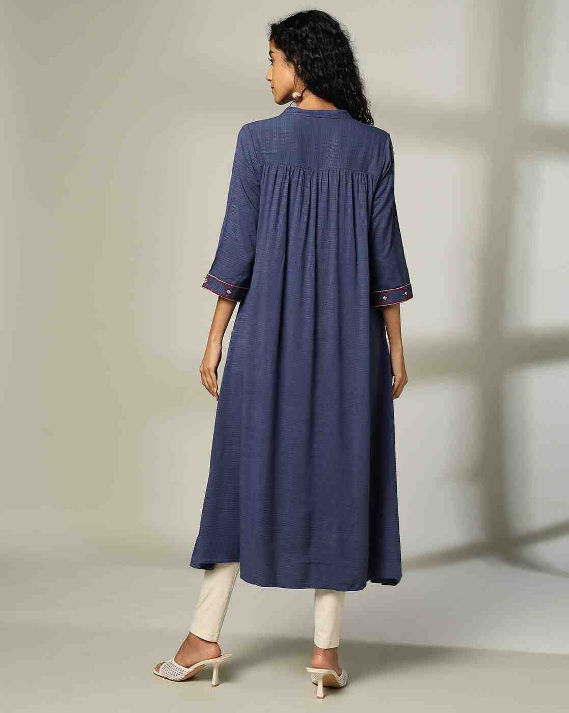 AVAASA MIX N' MATCH | Women Embroidered Flared Kurta|2