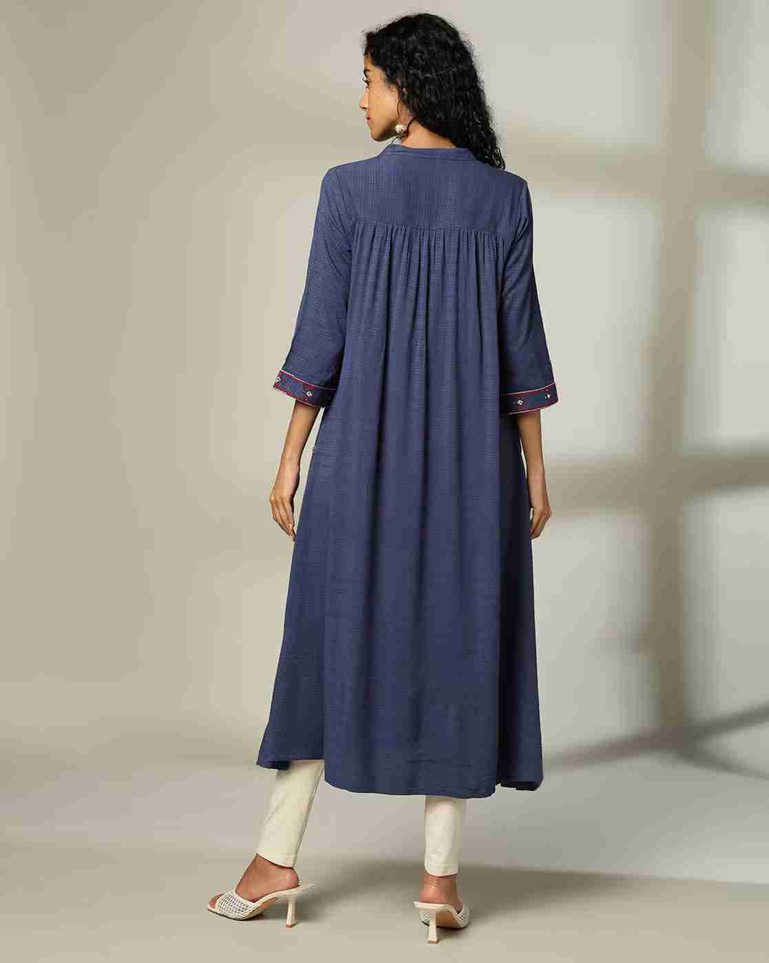 AVAASA MIX N' MATCH | Women Embroidered Flared Kurta|2