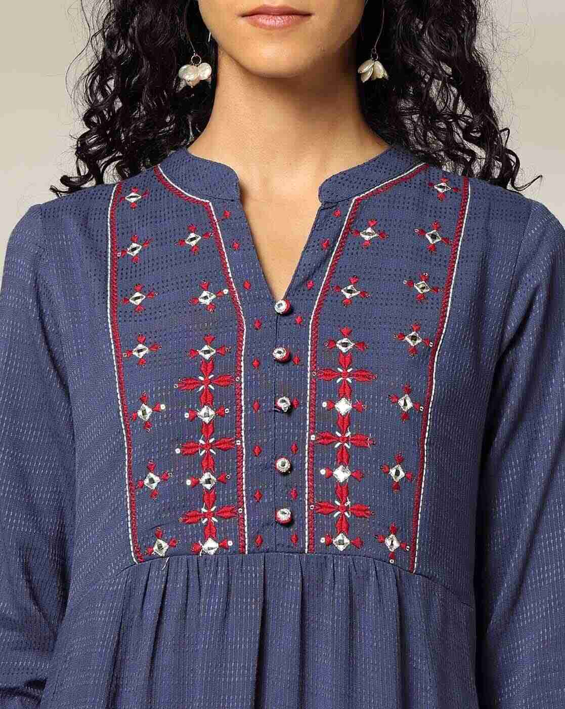 AVAASA MIX N' MATCH | Women Embroidered Flared Kurta|3