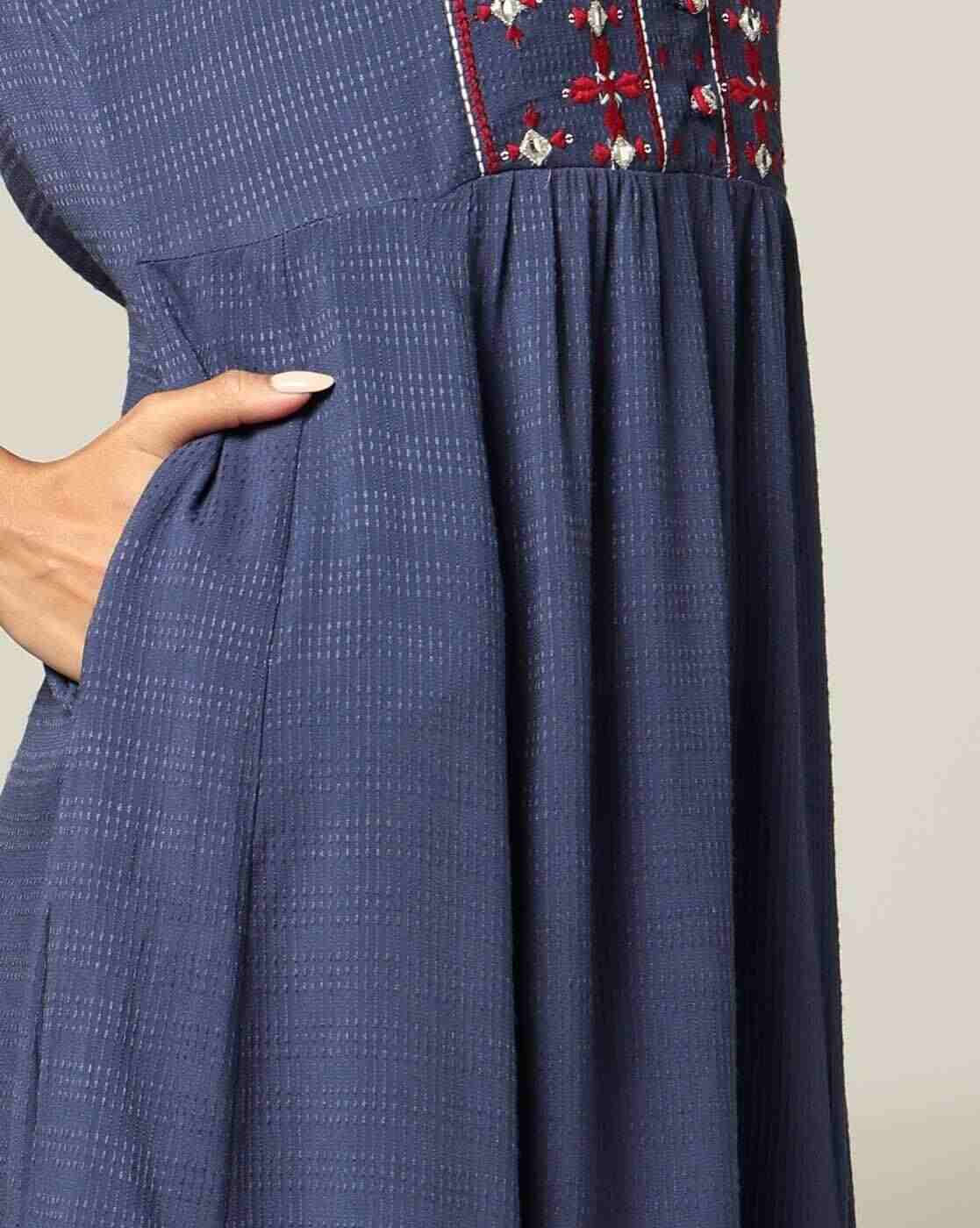 AVAASA MIX N' MATCH | Women Embroidered Flared Kurta|4
