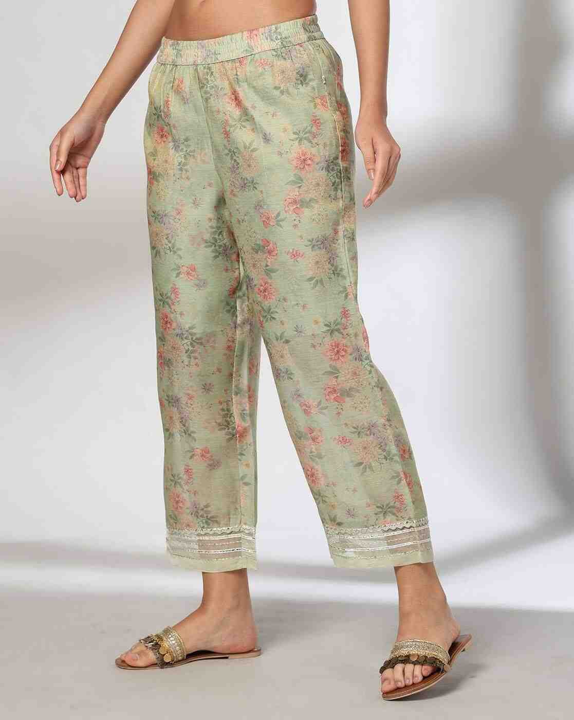 AVAASA MIX N' MATCH | Women Floral Print Palazzos with Insert Pockets|1