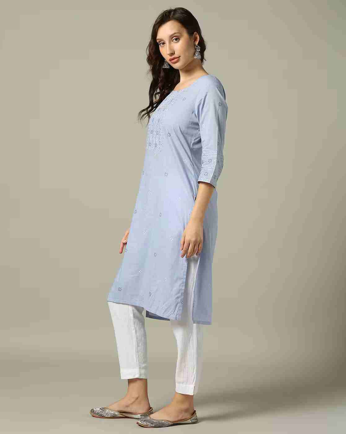 AVAASA MIX N' MATCH | Women Geometric Print Straight Kurta|1
