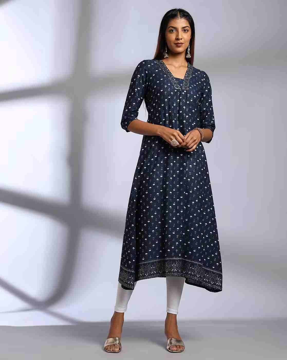 AVAASA MIX N' MATCH | Women Floral Print A-Line Kurta|0