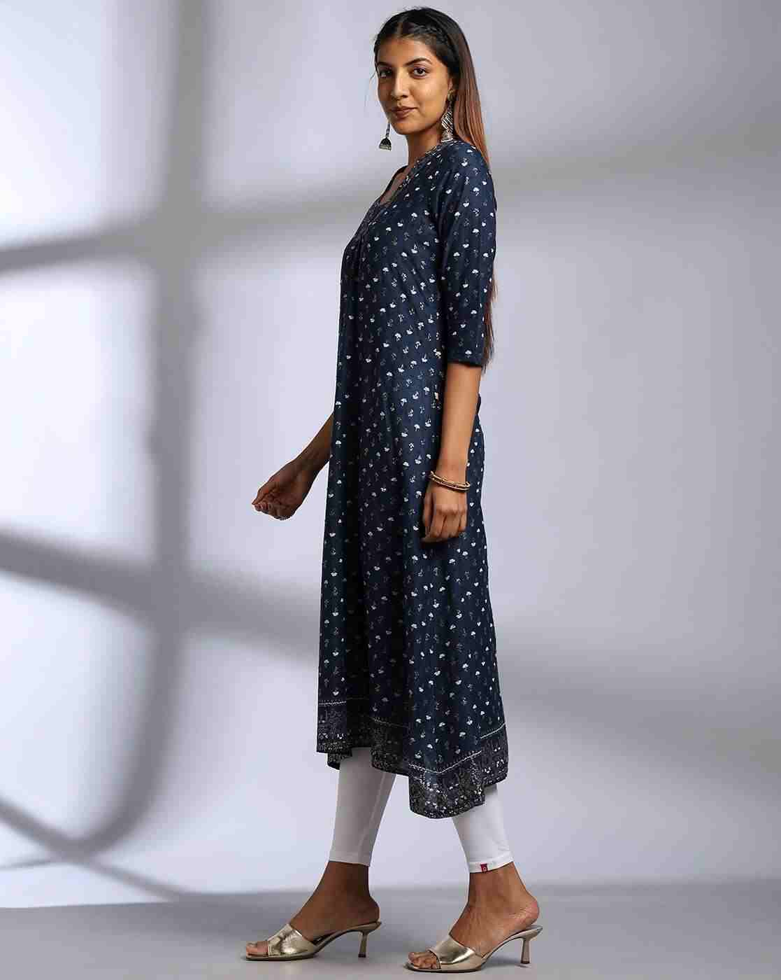 AVAASA MIX N' MATCH | Women Floral Print A-Line Kurta|1