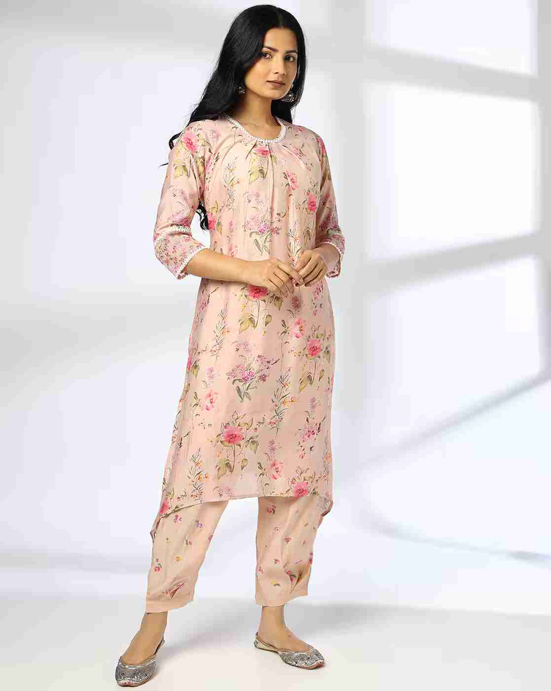 AVAASA MIX N' MATCH | Women Floral Print A-Line Kurta|0
