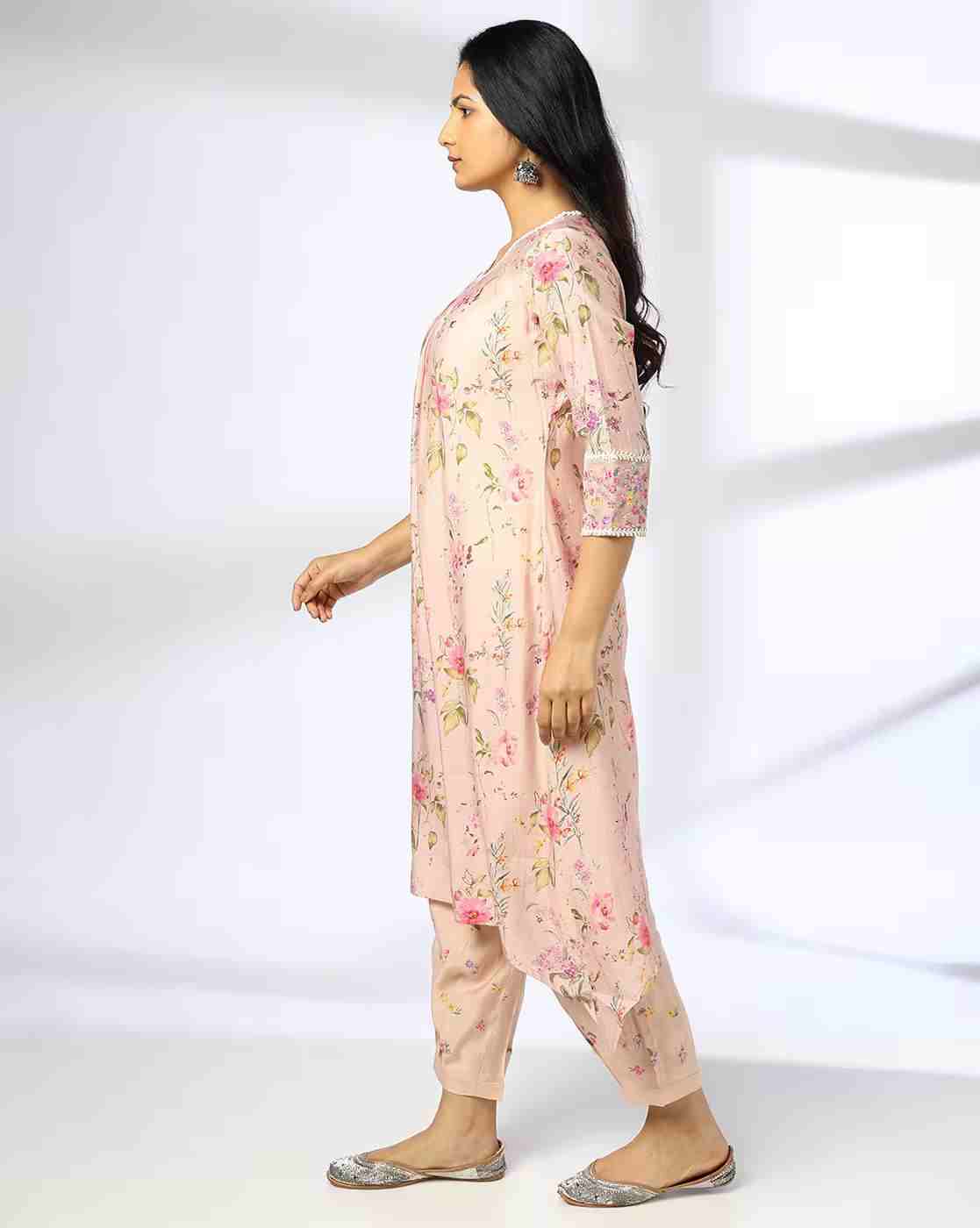 AVAASA MIX N' MATCH | Women Floral Print A-Line Kurta|1
