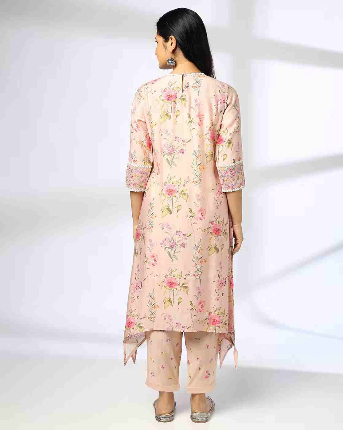 AVAASA MIX N' MATCH | Women Floral Print A-Line Kurta|2