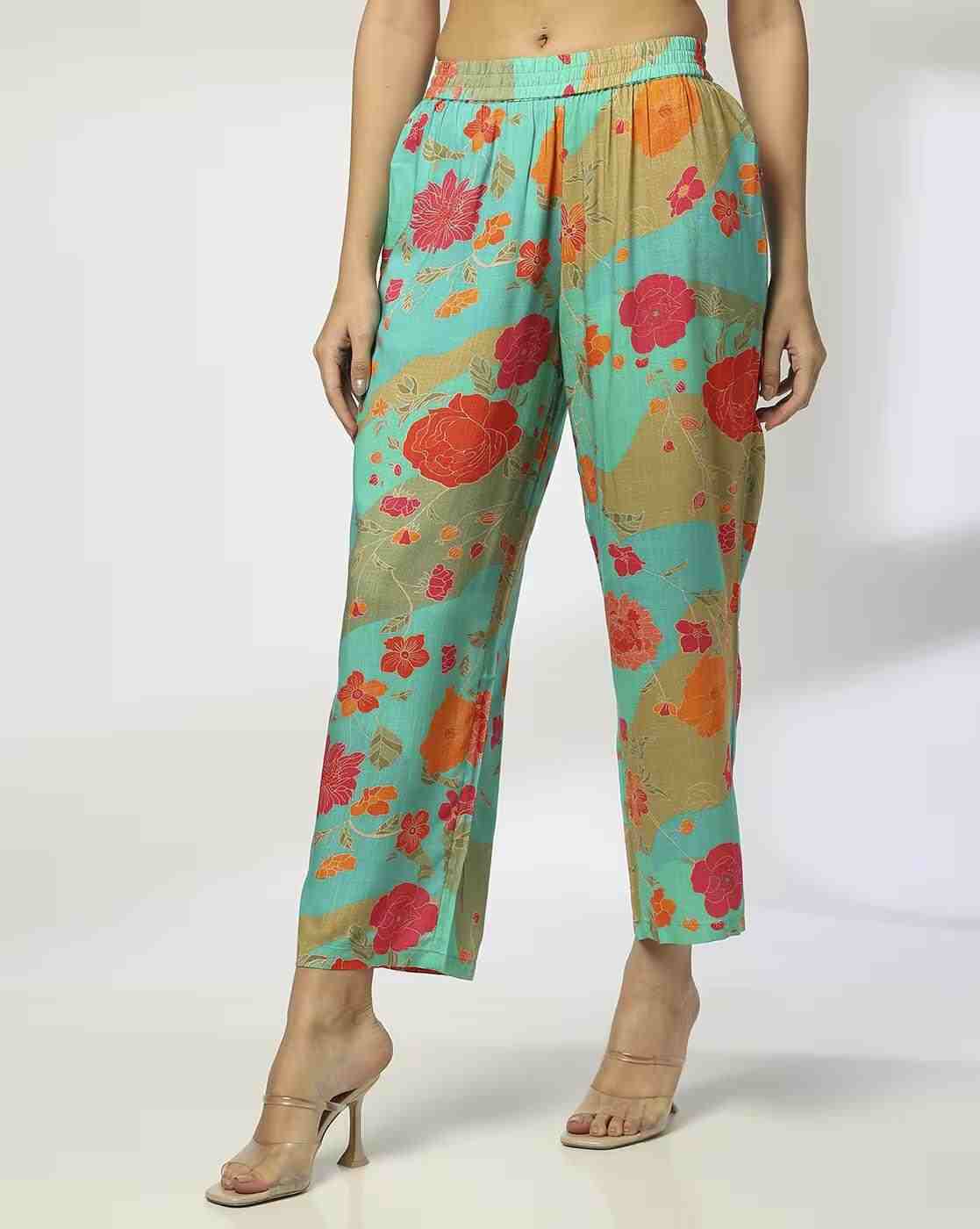 AVAASA MIX N' MATCH | Women Floral Print Straight Pants|0