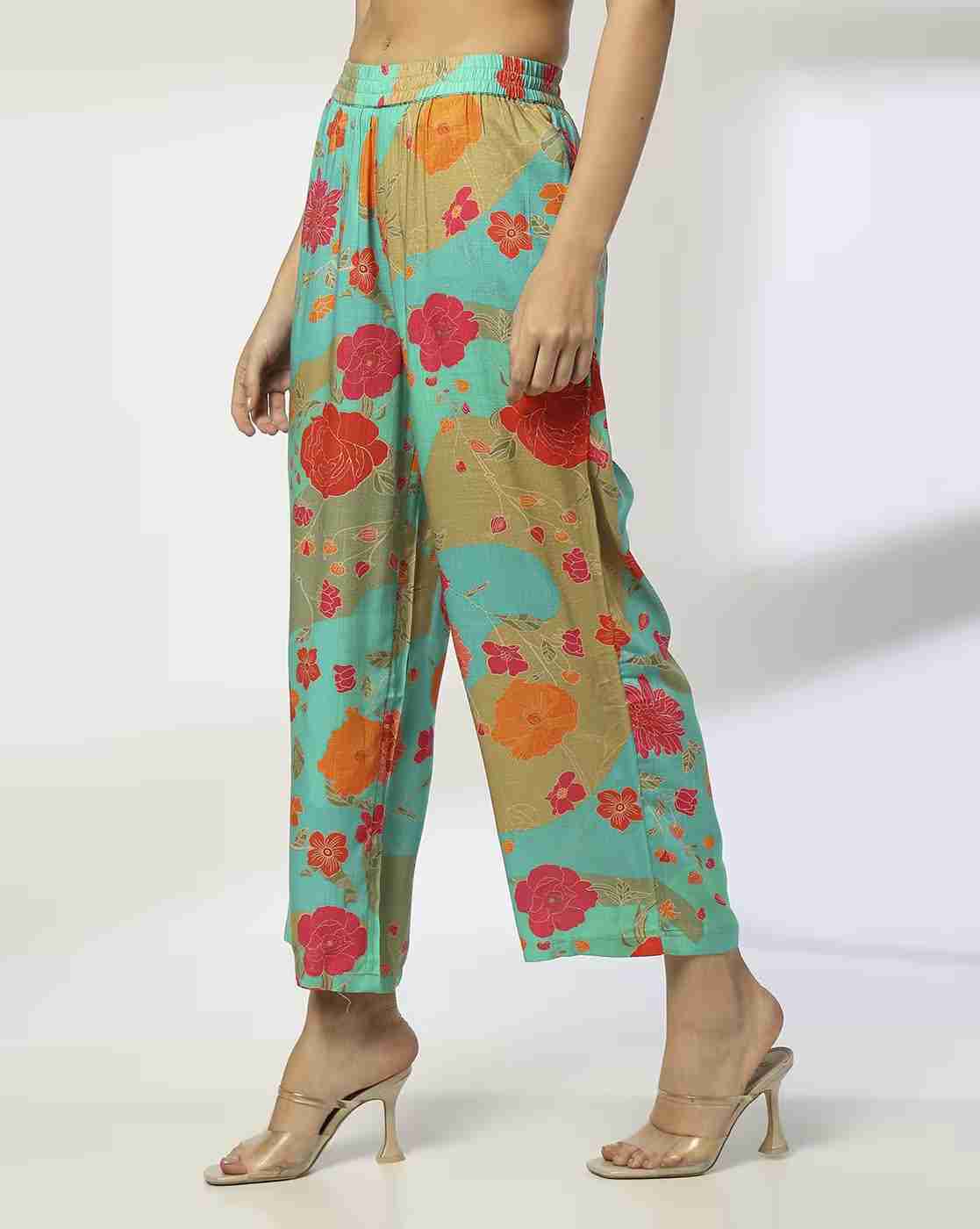 AVAASA MIX N' MATCH | Women Floral Print Straight Pants|1