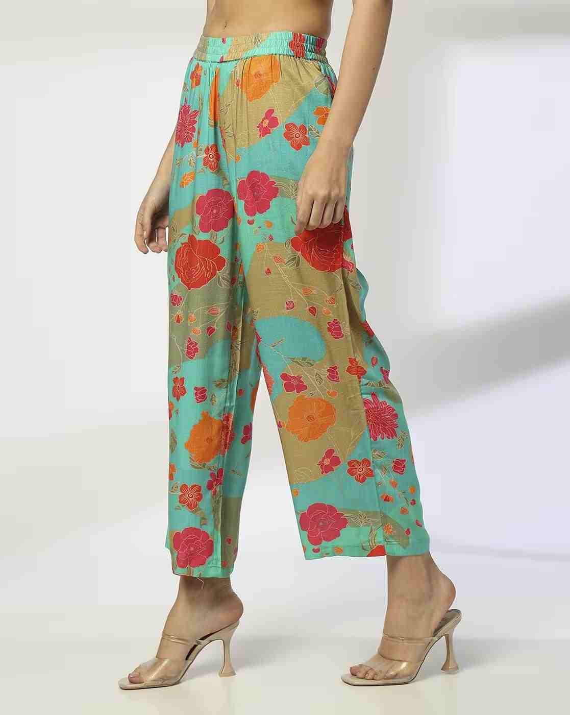 AVAASA MIX N' MATCH | Women Floral Print Straight Pants|1