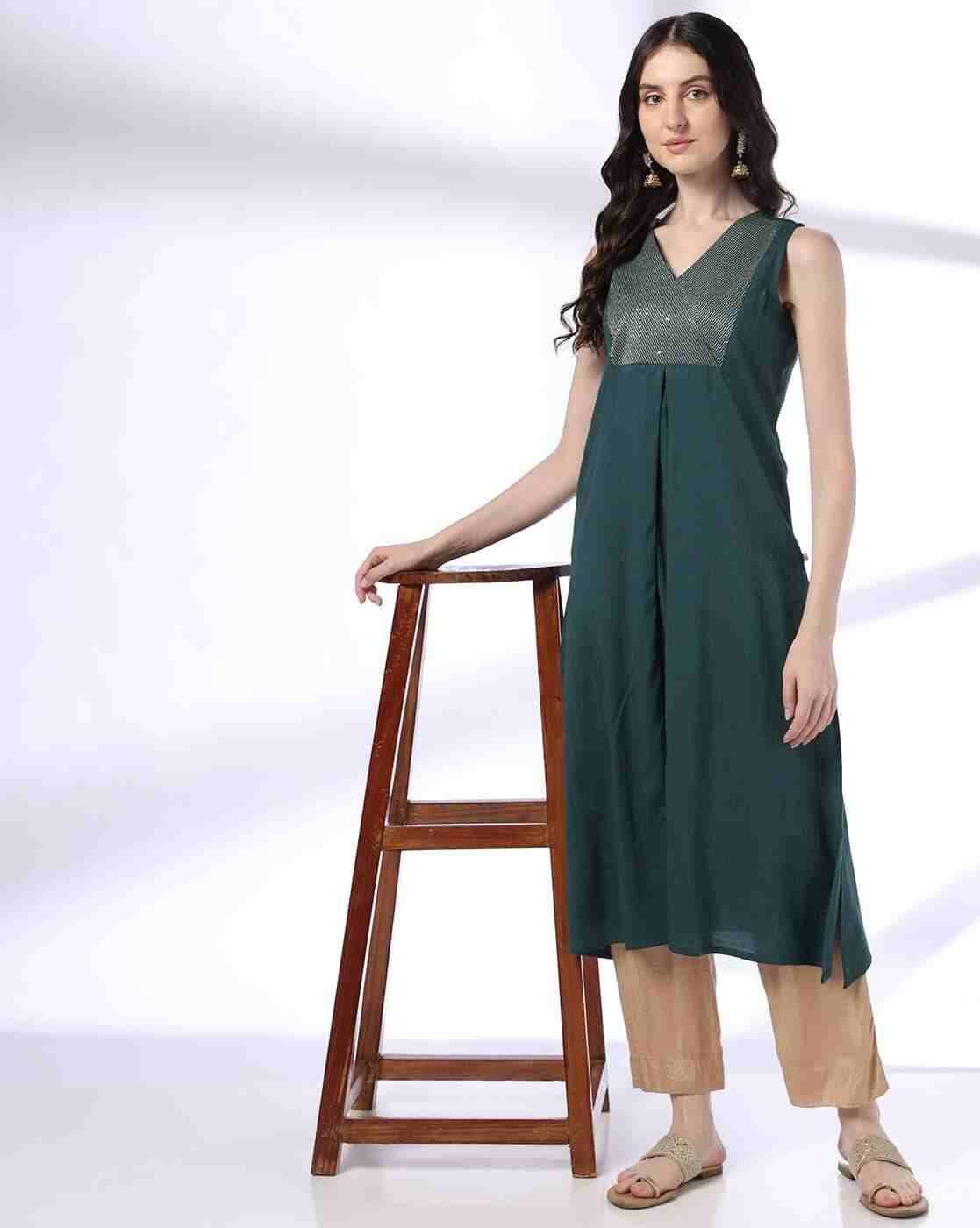 AVAASA MIX N' MATCH | Women Swiss-Dot Straight Kurta|0