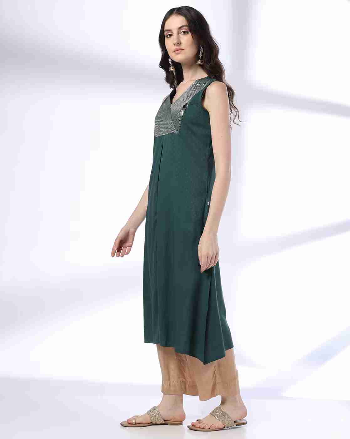 AVAASA MIX N' MATCH | Women Swiss-Dot Straight Kurta|1