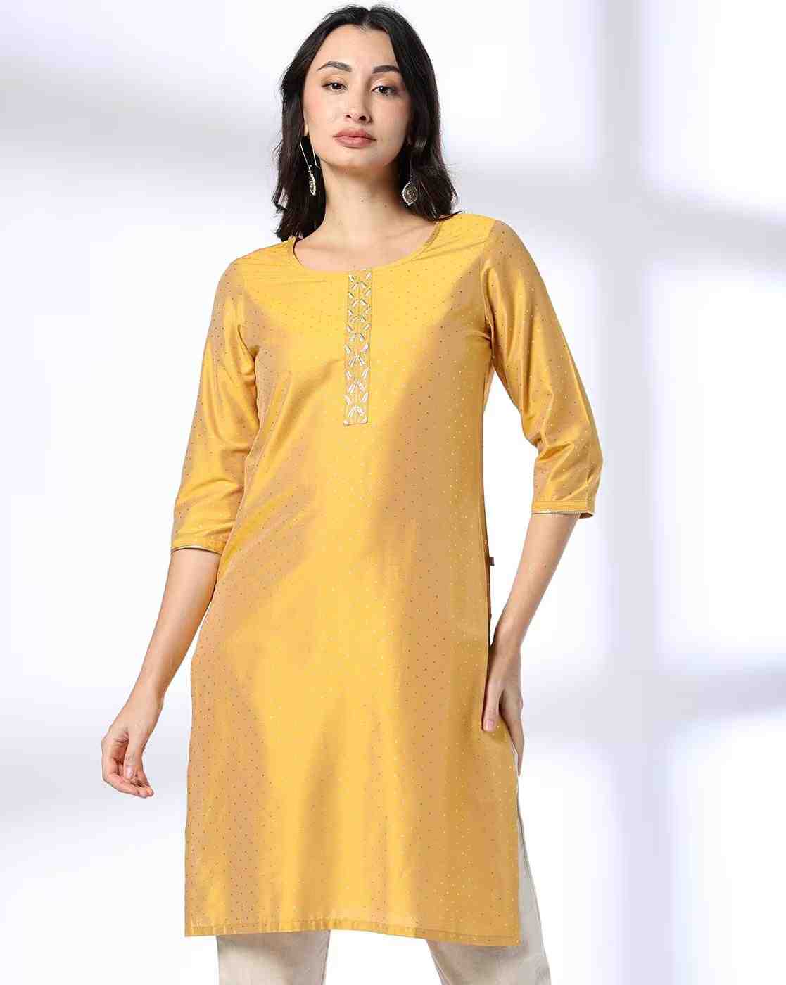AVAASA MIX N' MATCH | Women Foil Print Straight Kurta|0