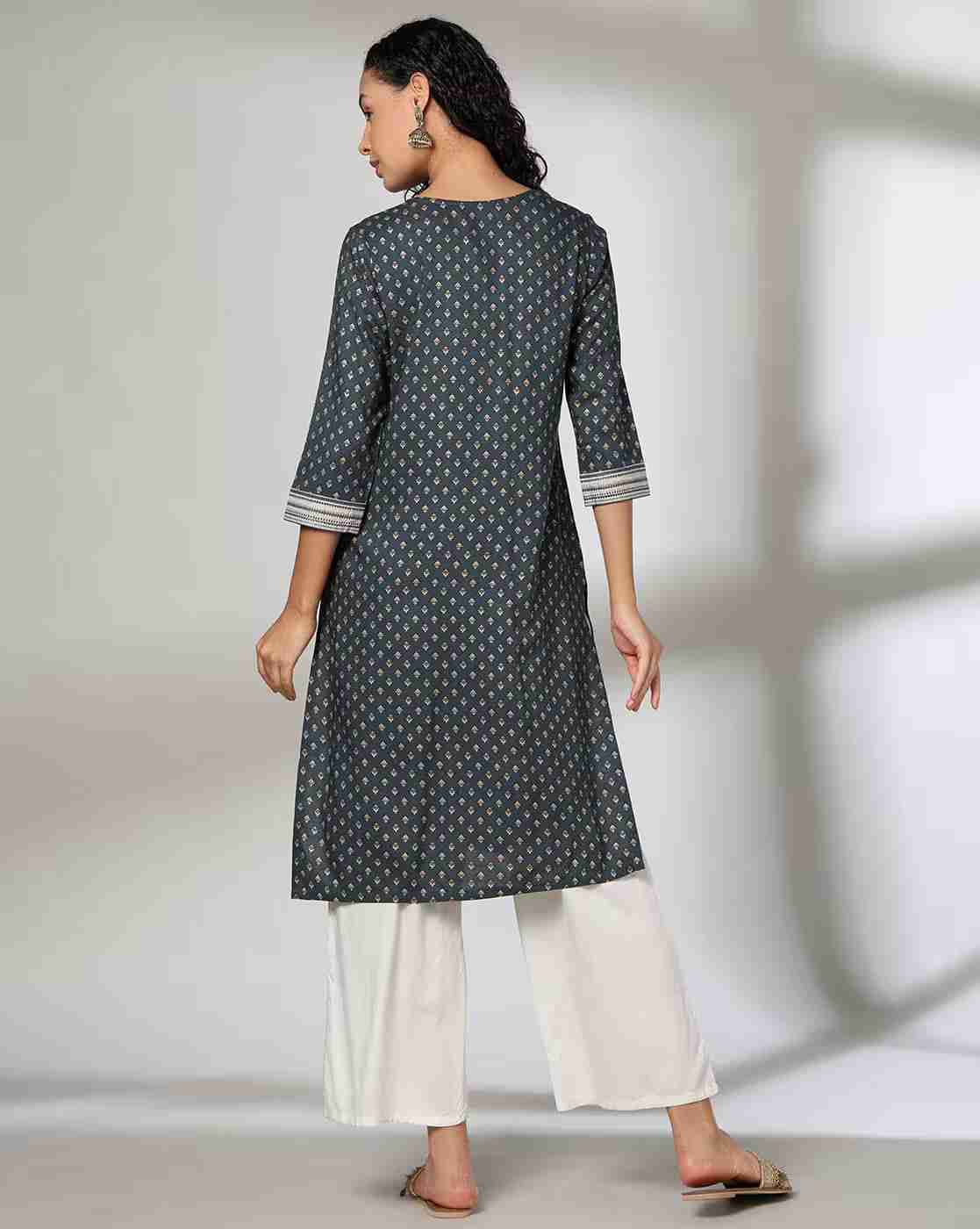 AVAASA MIX N' MATCH | Women Micro Print Straight Kurta|2