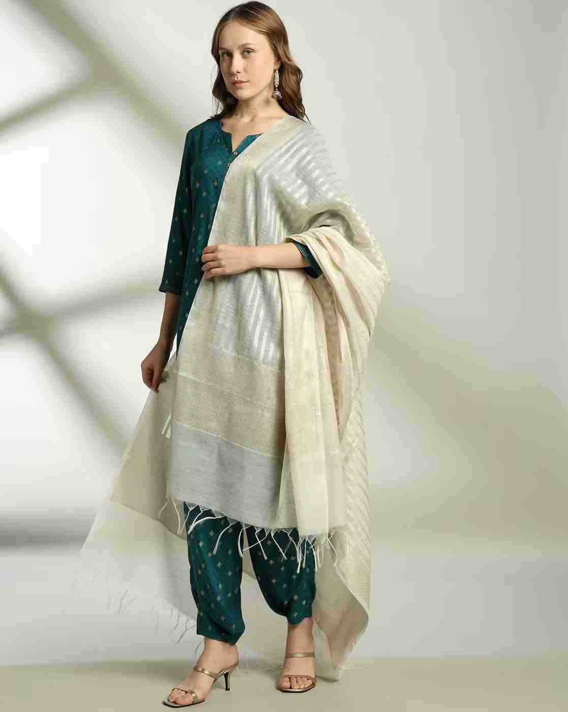 AVAASA MIX N' MATCH | Women Striped Dupatta with Tassels|0