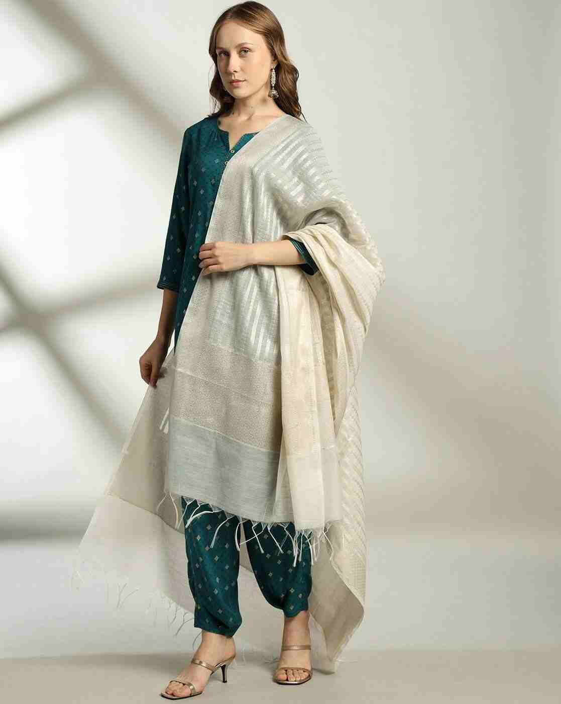 AVAASA MIX N' MATCH | Women Striped Dupatta with Tassels|0