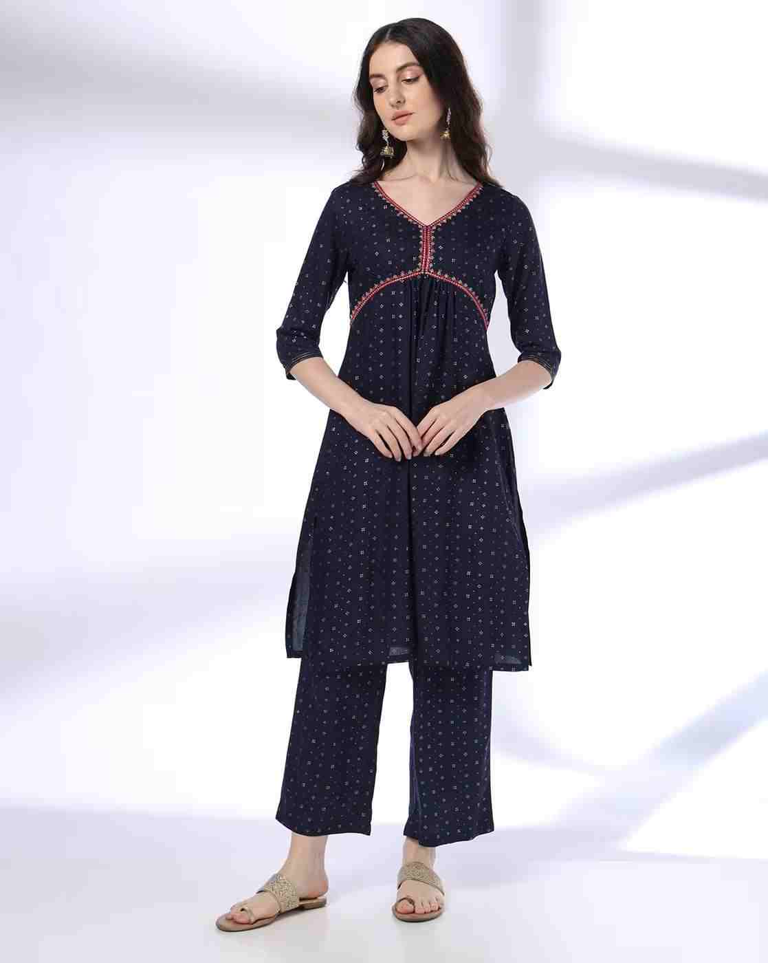 AVAASA MIX N' MATCH | Women Micro Print Straight Kurta with Pants|0