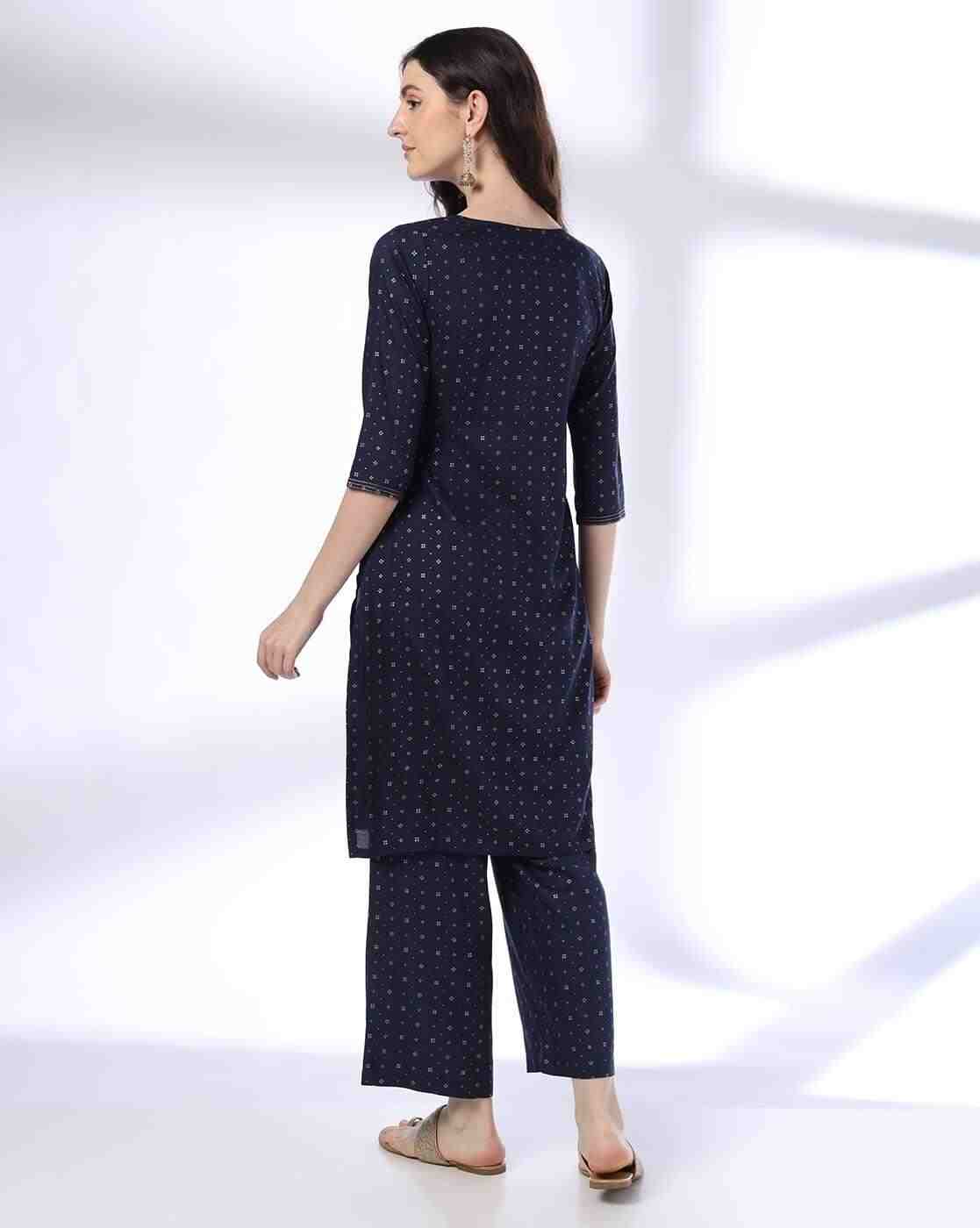 AVAASA MIX N' MATCH | Women Micro Print Straight Kurta with Pants|2