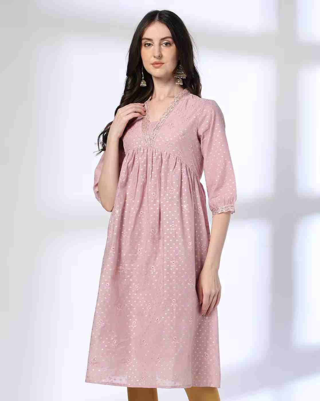 AVAASA MIX N' MATCH | Women Embroidered A-Line Kurta|0