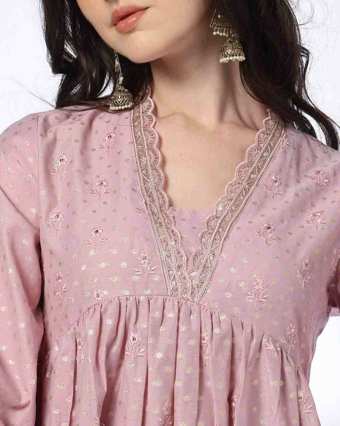 AVAASA MIX N' MATCH | Women Embroidered A-Line Kurta|3