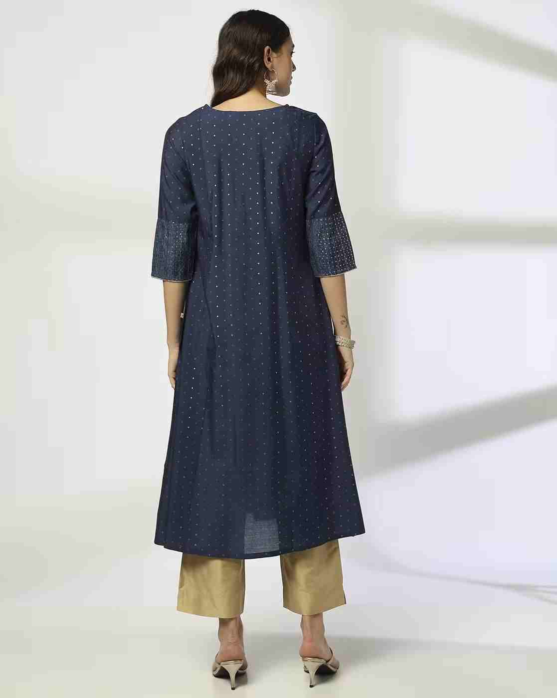 AVAASA MIX N' MATCH | Women Foil Print A-Line Kurta|2