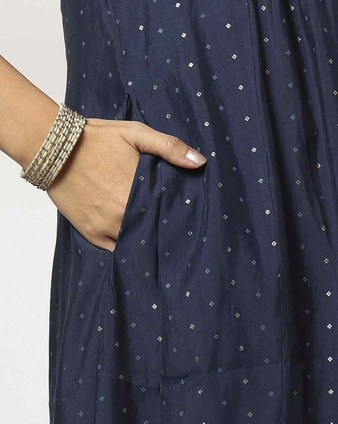 AVAASA MIX N' MATCH | Women Foil Print A-Line Kurta|4