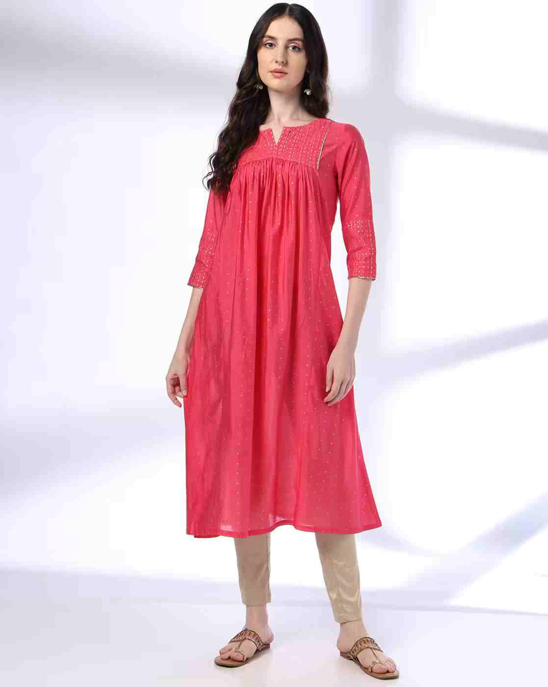 Women Foil Print A-Line Kurta