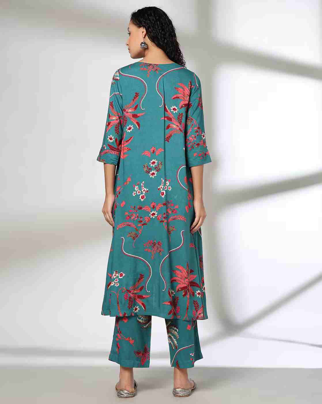 AVAASA MIX N' MATCH | Women Floral Print A-Line Kurta & Pants Set|2