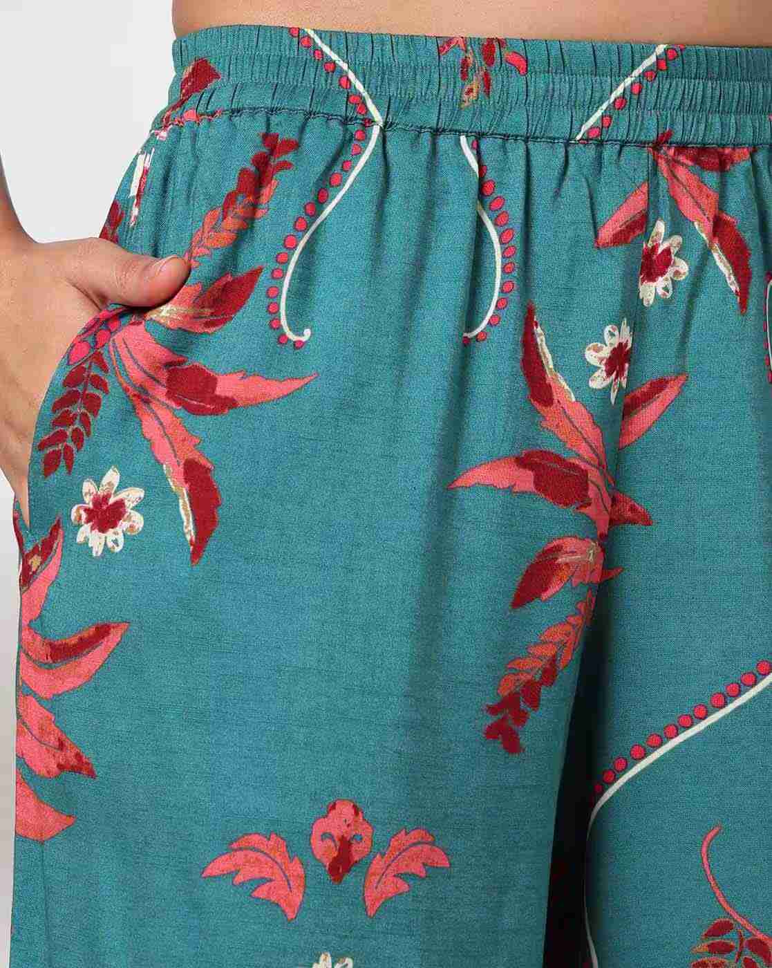 AVAASA MIX N' MATCH | Women Floral Print A-Line Kurta & Pants Set|4