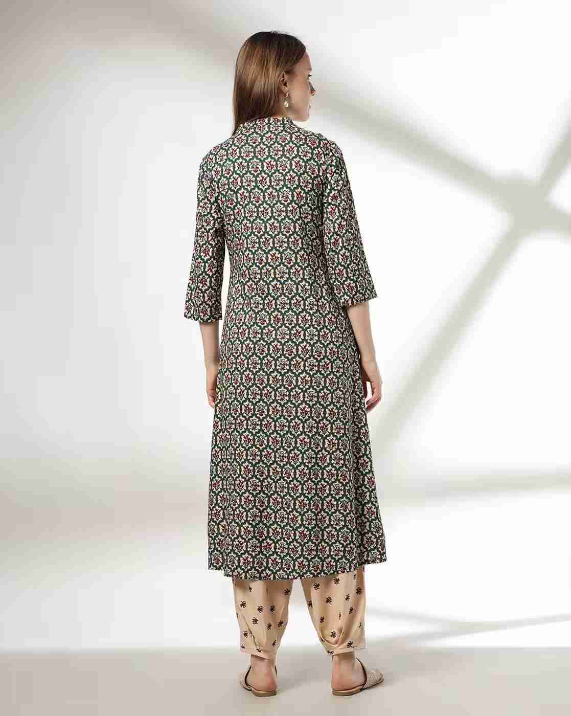 AVAASA MIX N' MATCH | Women Floral Print A-Line Kurta & Salwar Set|2