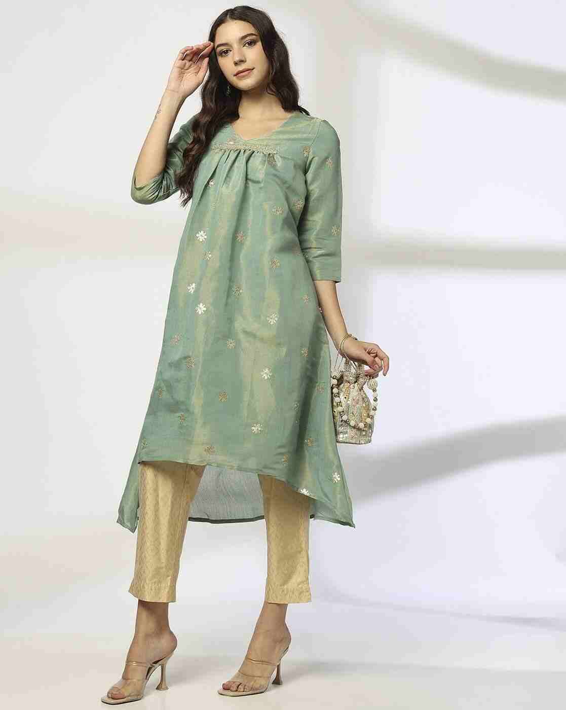 AVAASA MIX N' MATCH | Women Embellished High-Low A-Line Kurta|0