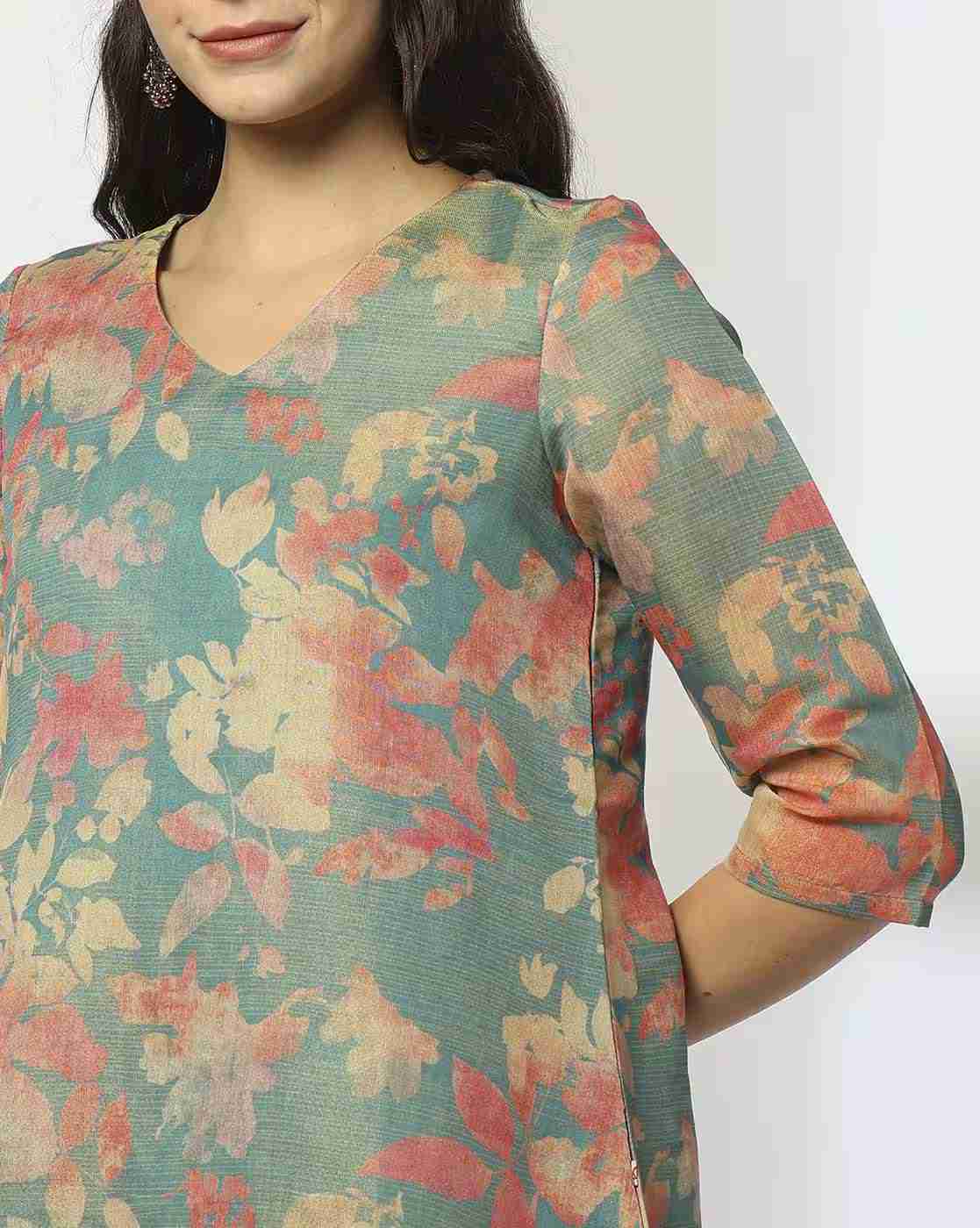 AVAASA MIX N' MATCH | Women Floral Print A-Line Kurta|3