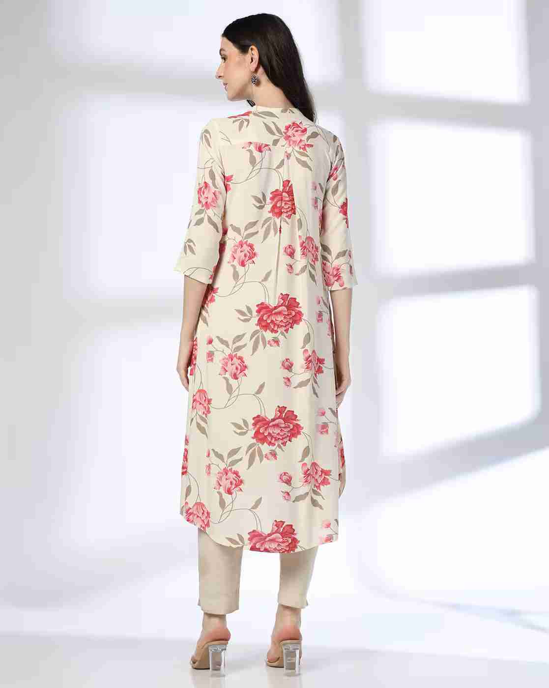 AVAASA MIX N' MATCH | Women Floral Print Straight Kurta|2
