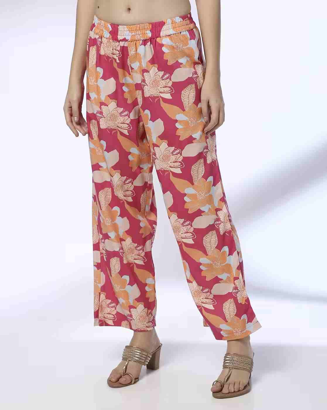 AVAASA MIX N' MATCH | Women Floral Print Flat-Front Pants|0