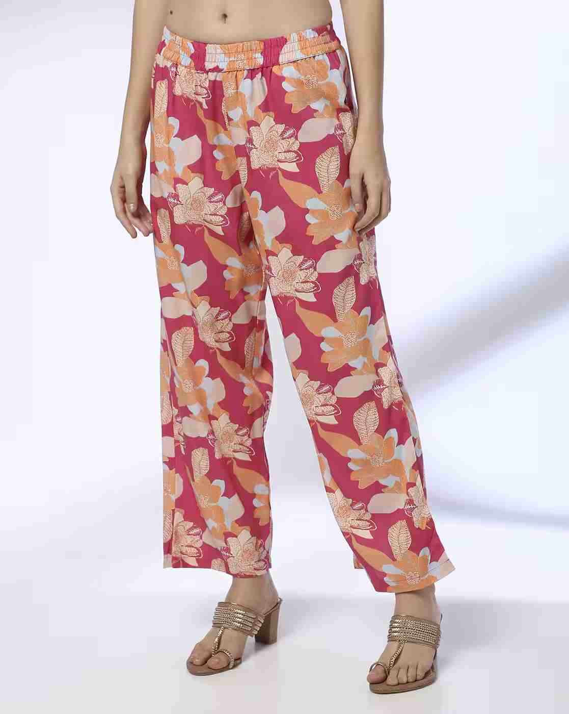 AVAASA MIX N' MATCH | Women Floral Print Flat-Front Pants|0