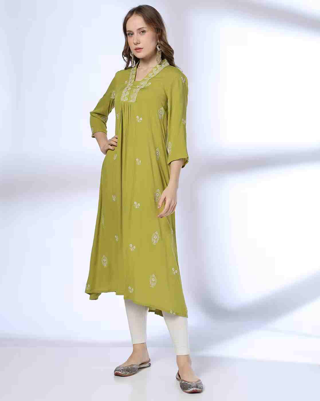AVAASA MIX N' MATCH | Women Embroidered A-Line Kurta|0