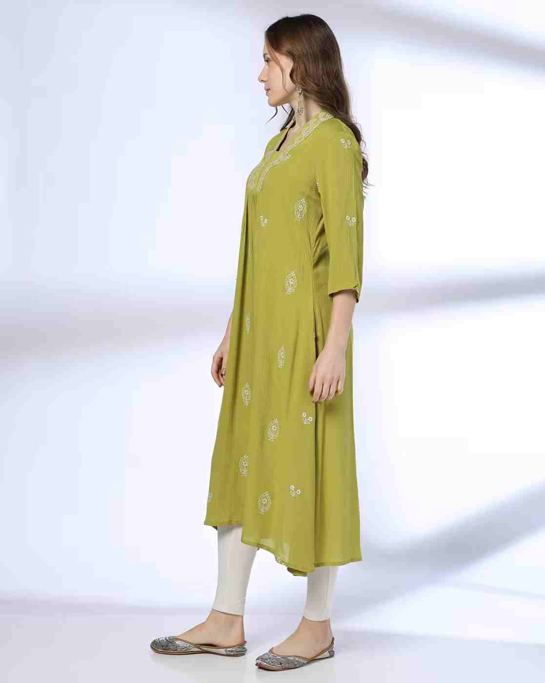 AVAASA MIX N' MATCH | Women Embroidered A-Line Kurta|1