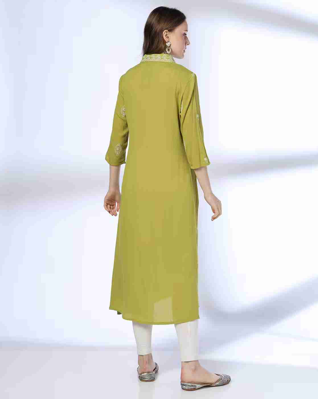 AVAASA MIX N' MATCH | Women Embroidered A-Line Kurta|2