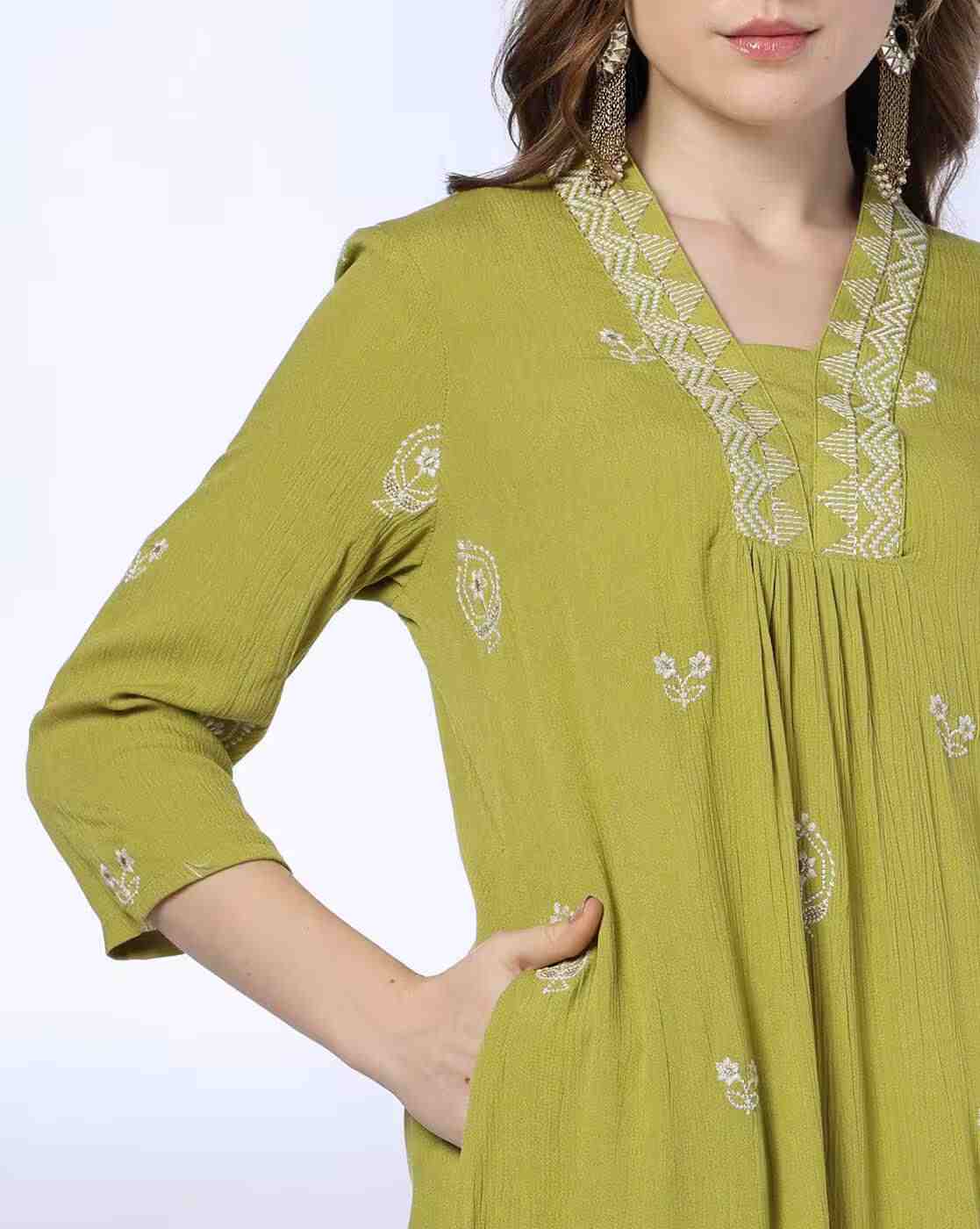 AVAASA MIX N' MATCH | Women Embroidered A-Line Kurta|3
