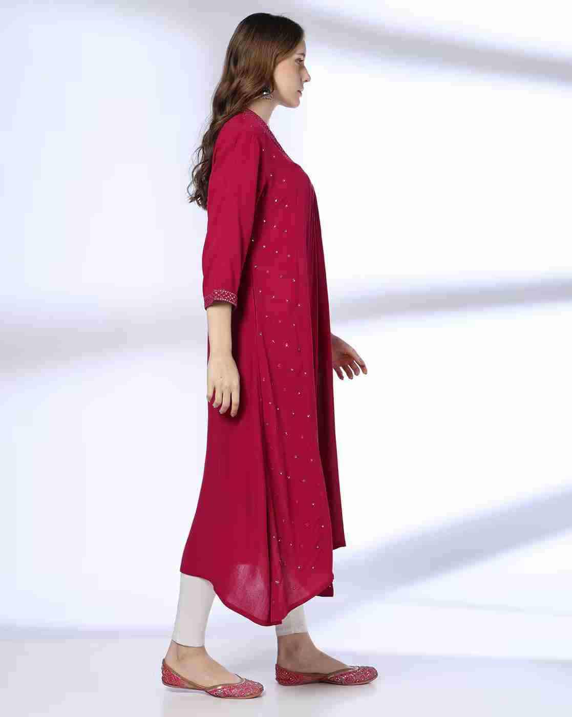 AVAASA MIX N' MATCH | Women Mirror Embellished A-Line Kurta|1