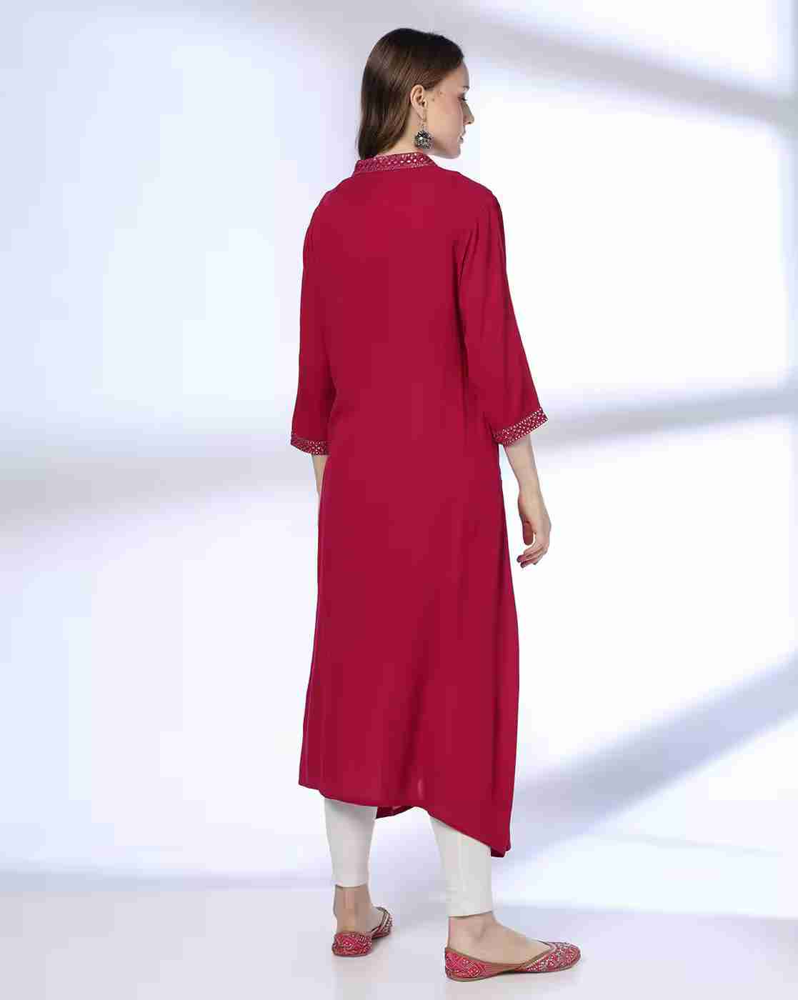 AVAASA MIX N' MATCH | Women Mirror Embellished A-Line Kurta|2