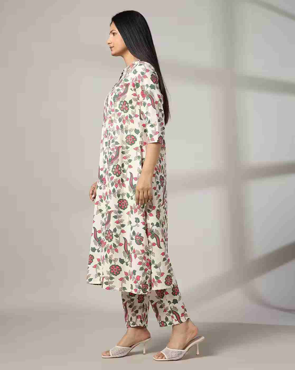 AVAASA MIX N' MATCH | Women Floral Print A-Line Kurta & Salwar Set|1