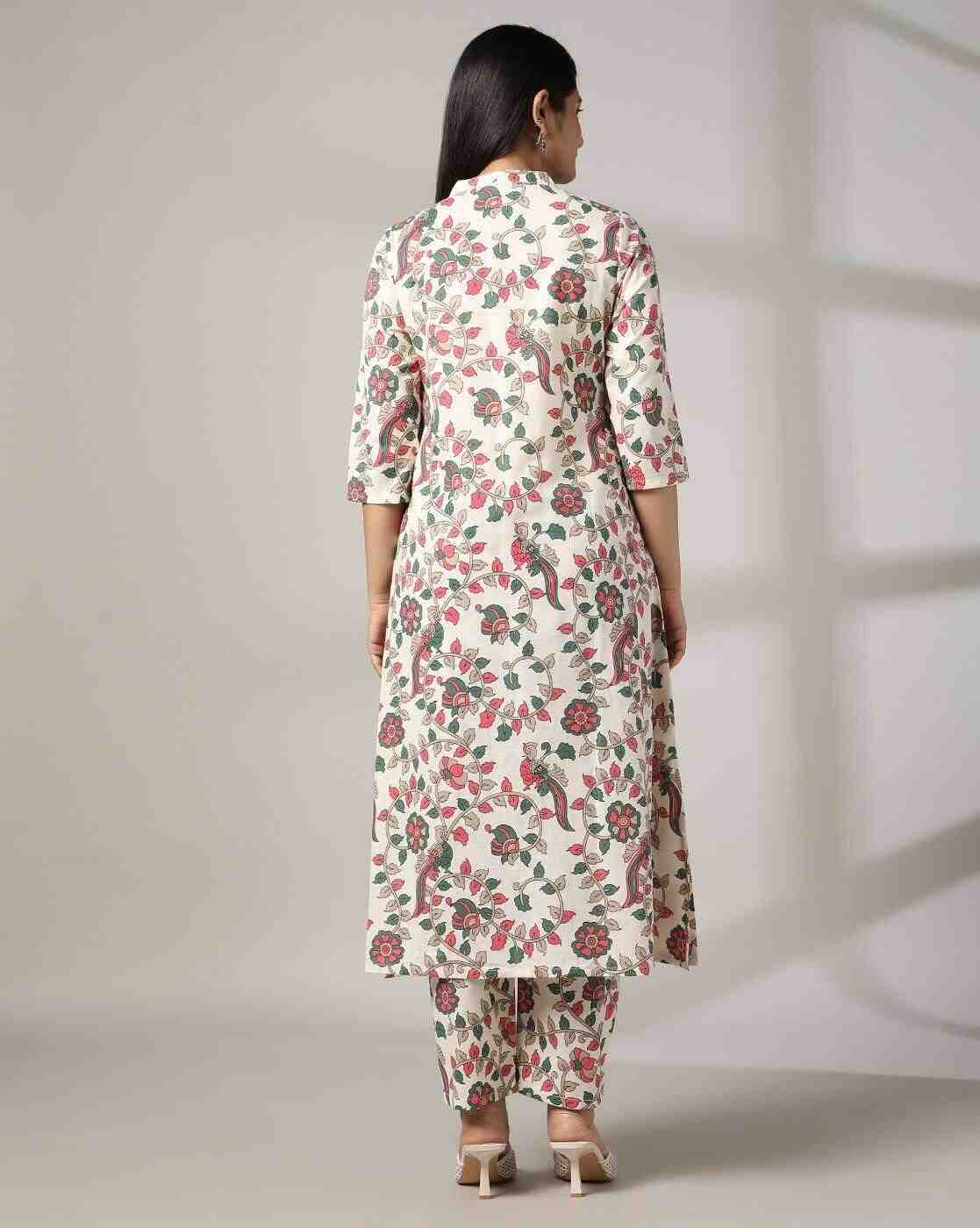 AVAASA MIX N' MATCH | Women Floral Print A-Line Kurta & Salwar Set|2
