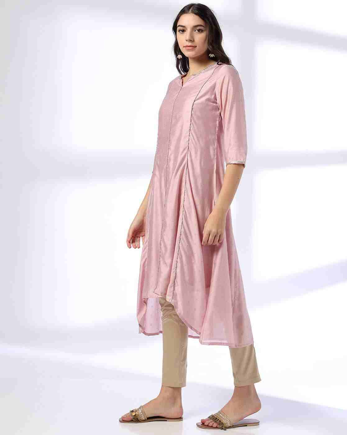 AVAASA MIX N' MATCH | Women Printed A-Line Kurta with Asymmetric Hem|1